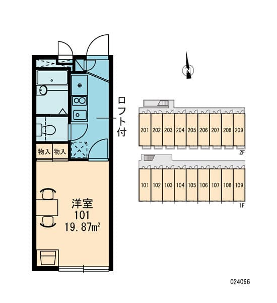 レオパレスソラーレ 2階の間取り 1