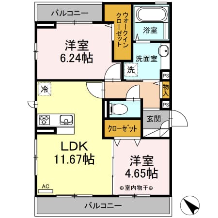 ヴァールハイト 2階の間取り 1