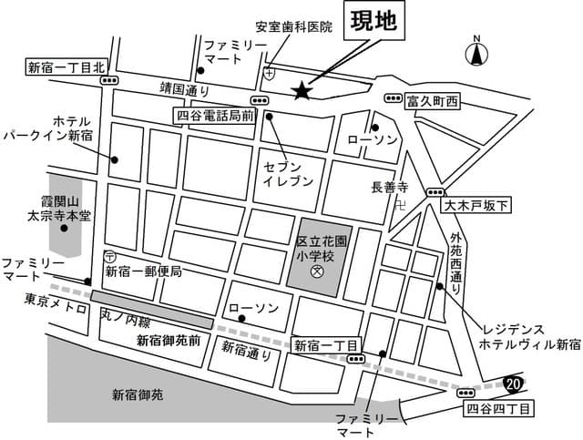 パークリュクス新宿御苑前mono　 3階の地図 1