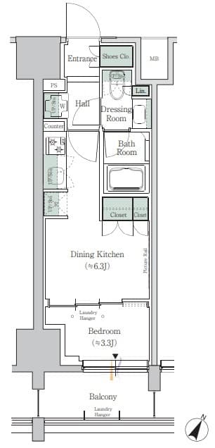 ONE ROOF RESIDENCE TAMACHI 304の間取り 1