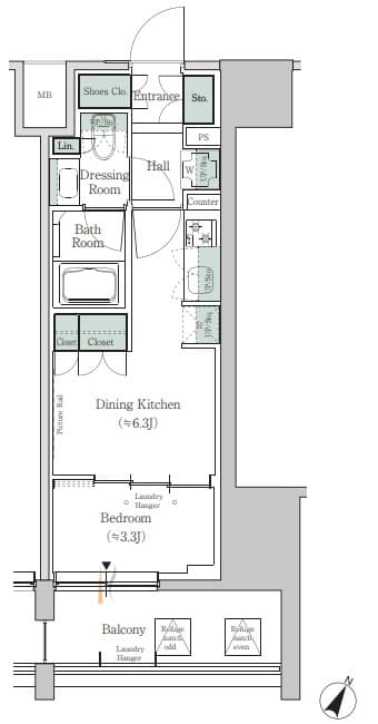 ONE ROOF RESIDENCE TAMACHI 7階の間取り 1