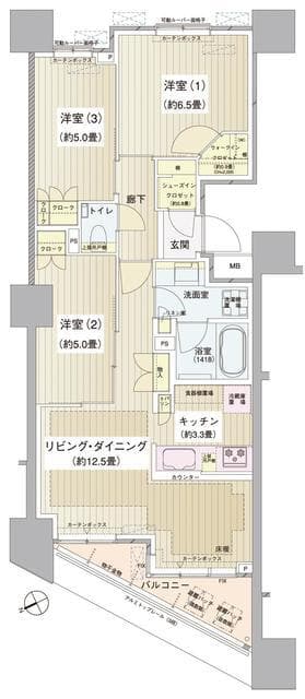 パークホームズ清澄白河 4階の間取り 1