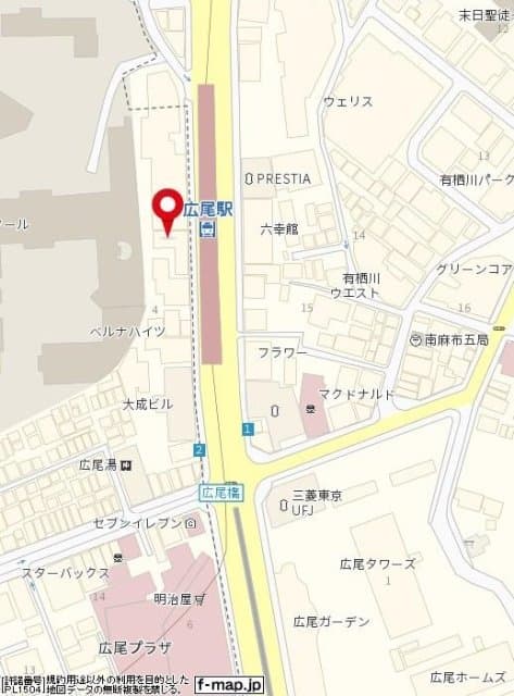 広尾駅 徒歩1分 マンション 12階の地図 1