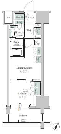 ONE ROOF RESIDENCE TAMACHI 11階の間取り 1