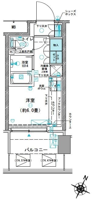 コムレジ赤羽　学生棟 3階の間取り 1