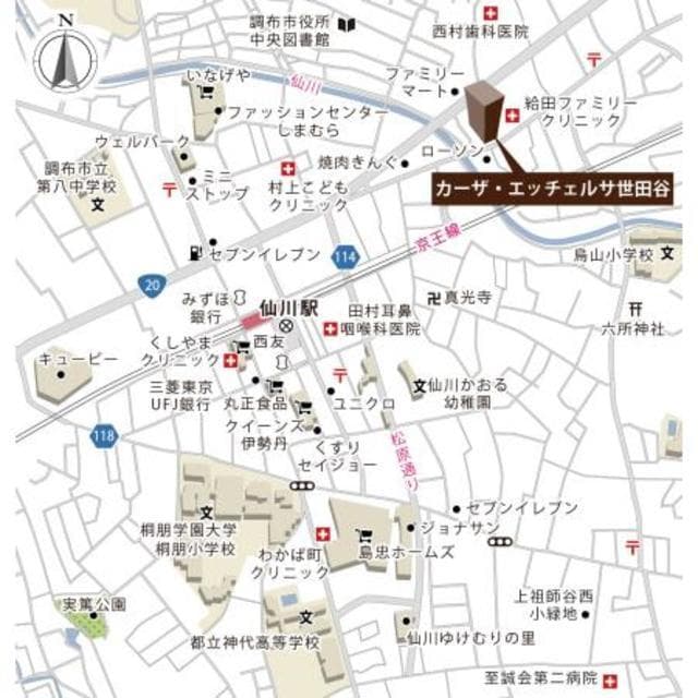 カーザ・エッチェルサ世田谷 5階の地図 1