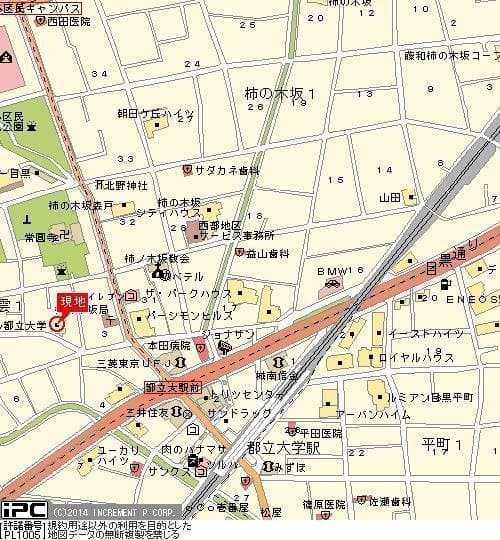 都立大学駅 徒歩3分 マンション 1階の地図 1