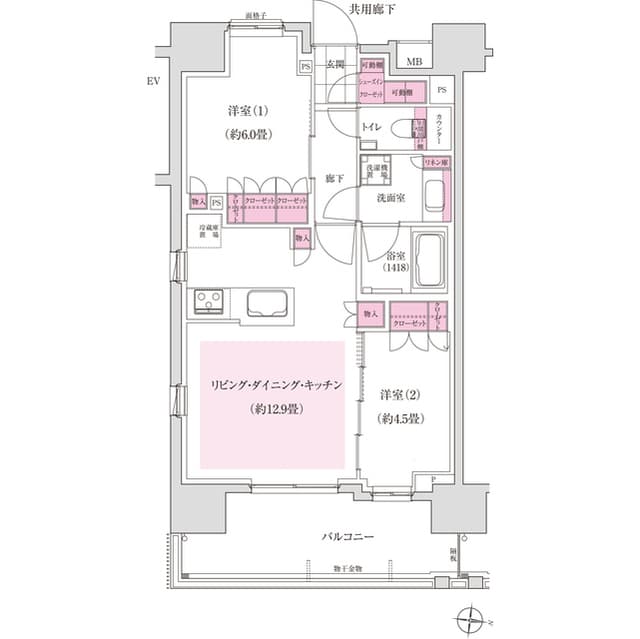 ディームス木場 7階の間取り 1