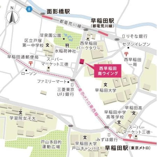 西早稲田南ウイング 9階の地図 1