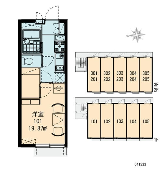 レオパレスサンフラワーＡ 3階の間取り 1