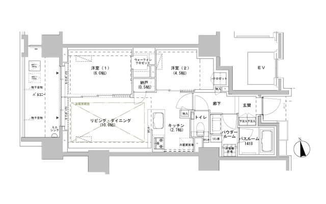 パークスフィア牛込神楽坂 3階の間取り 1