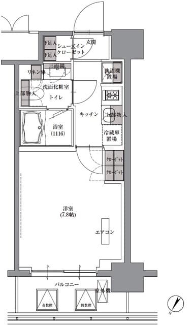 プレジリア人形町 2階の間取り 1