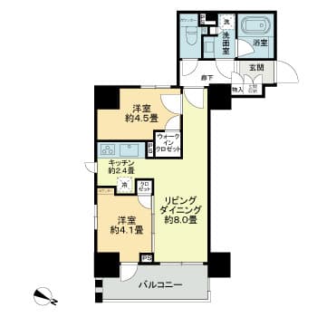 ライオンズ千代田岩本町ミレスーＫＤＡ 8階の間取り 1