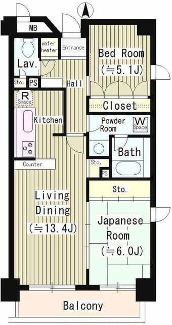 アミ浜田山 5階の間取り 1