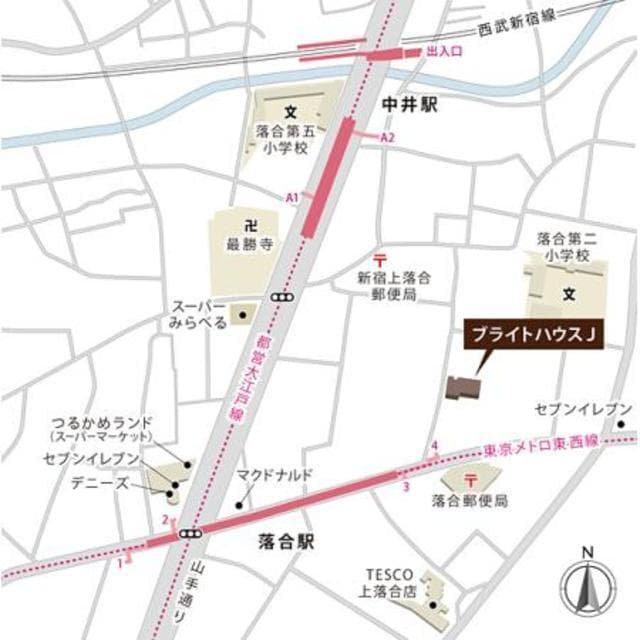 ブライトハウスＪ 3階の地図 1