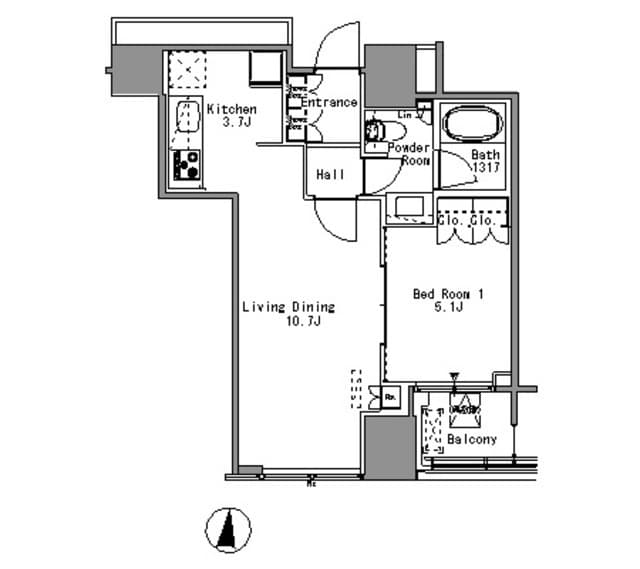 Ｗｈｉｔｅ　Ｔｏｗｅｒ　Ｈａｍａｍａｔｓｕｃｈｏ 6階の間取り 1