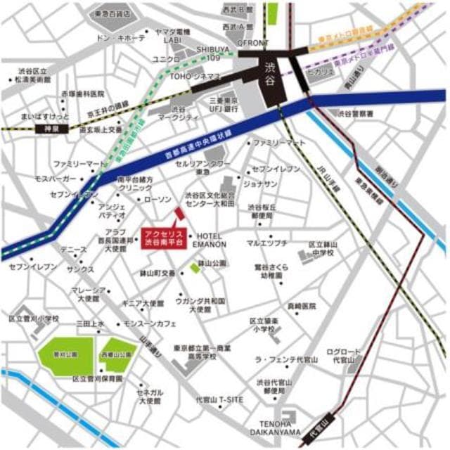 アクセリス渋谷南平台 2階の地図 1