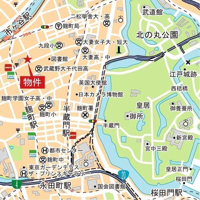 パークコート千代田四番町 11階の地図 1