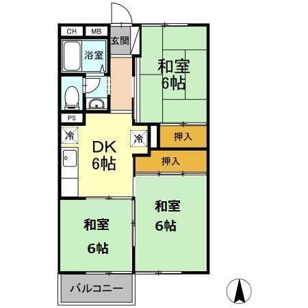 コーポみつ A 3階の間取り 1