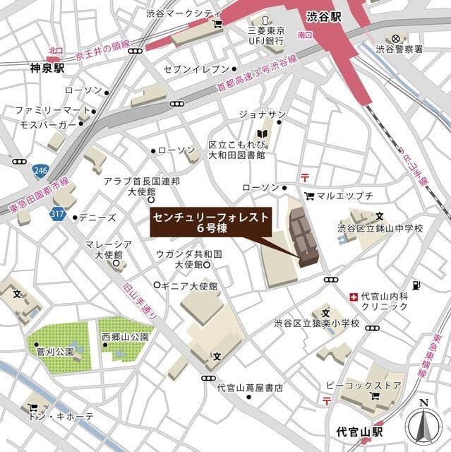 センチュリーフォレスト６号棟 2階の地図 1