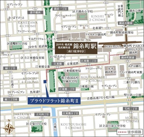 プラウドフラット錦糸町Ⅱ 9階の地図 1