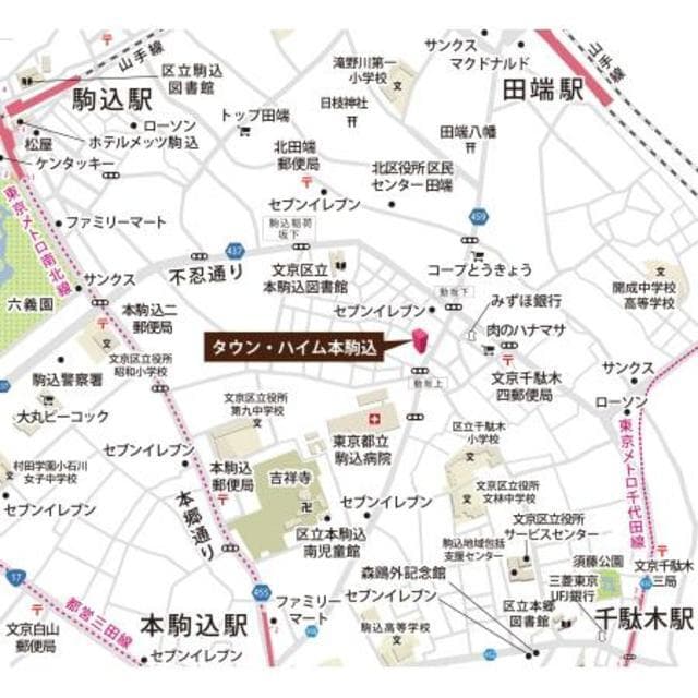 タウン・ハイム本駒込 2階の地図 1
