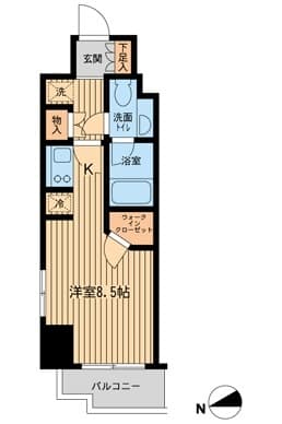 ファインアドレス新御徒町 8階の間取り 1