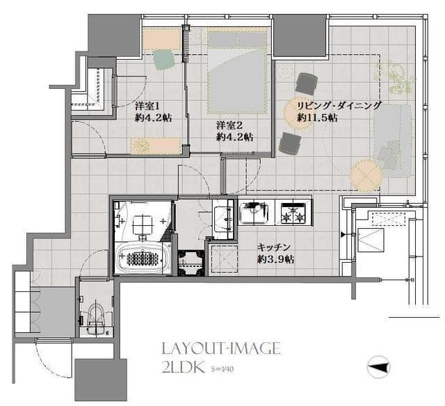 Ｗｈｉｔｅ　Ｔｏｗｅｒ　Ｈａｍａｍａｔｓｕｃｈｏ 7階の間取り 1