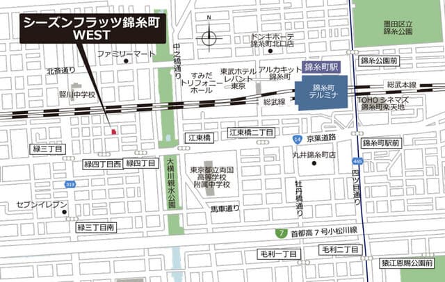 シーズンフラッツ錦糸町ＷＥＳＴ 6階の地図 1