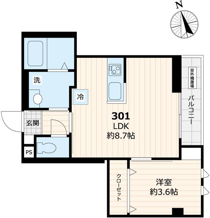 キャトルセゾン 3階の間取り 1