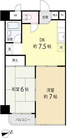 王子スカイパレス 5階の間取り 1