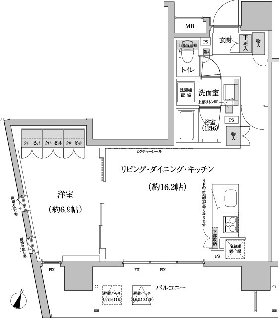 パークハビオ渋谷本町レジデンス 10階の間取り 1