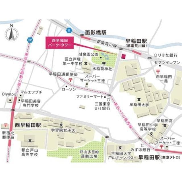 西早稲田パーク・タワー 6階の地図 1