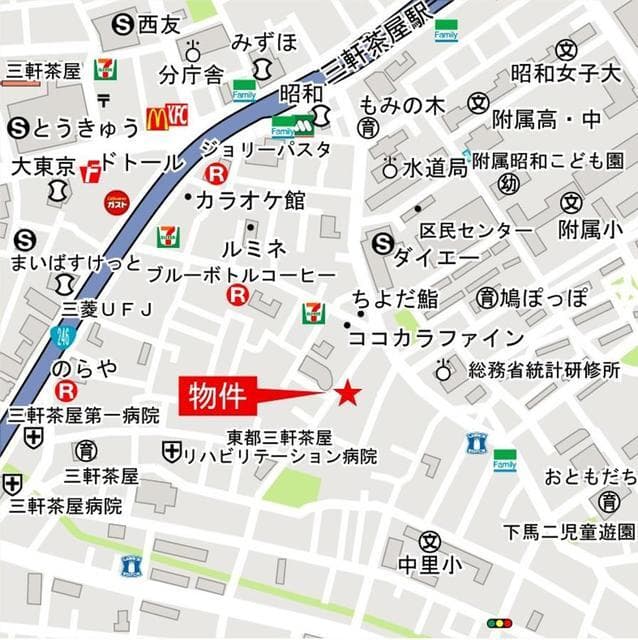 ＡＩＦＬＡＴ三軒茶屋 3階の地図 1