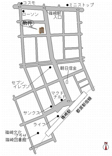 カラコレス篠崎 2階の地図 1