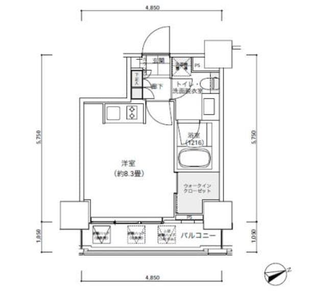 パークキューブ愛宕山タワー 8階の間取り 1