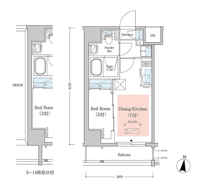 アーバネックス西新宿II 13階の間取り 1