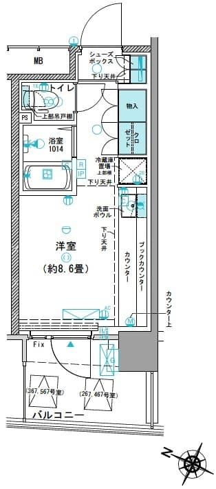 コムレジ赤羽　学生棟 5階の間取り 1