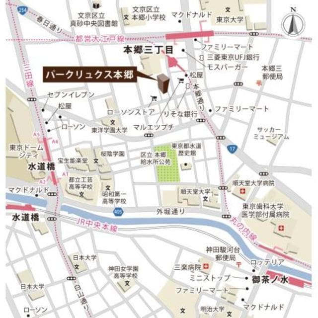 パークリュクス本郷 2階の地図 1