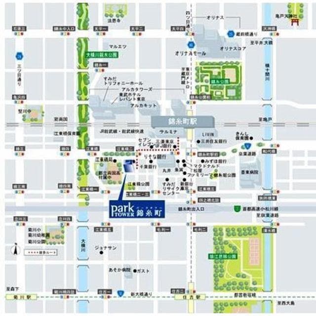 パークタワー錦糸町 16階の地図 1