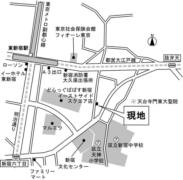 リベルタ東新宿 1階の地図 1