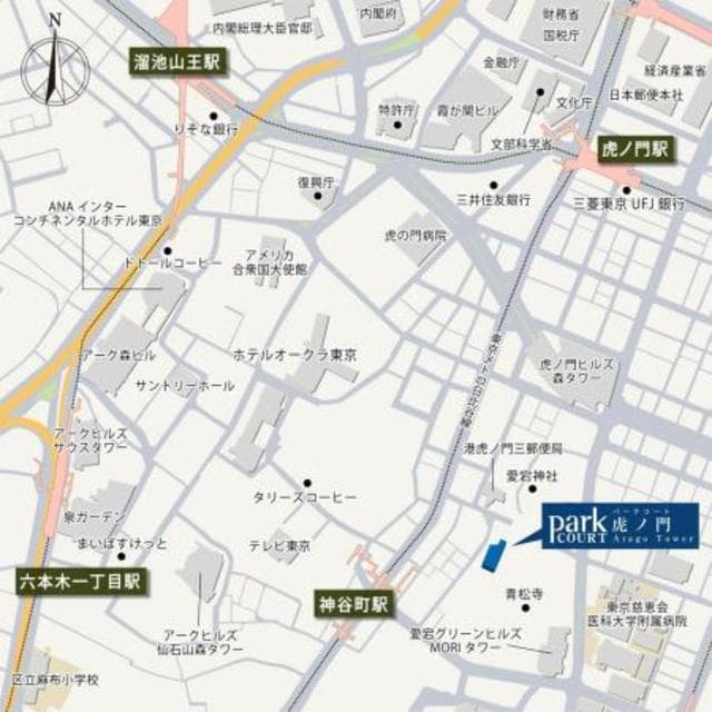 パークコート虎ノ門Ａｔａｇｏ　Ｔｏｗｅｒ 22階の地図 1