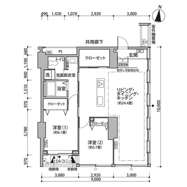 東雲キャナルコートＣＯＤＡＮ１１号棟 4階の間取り 1