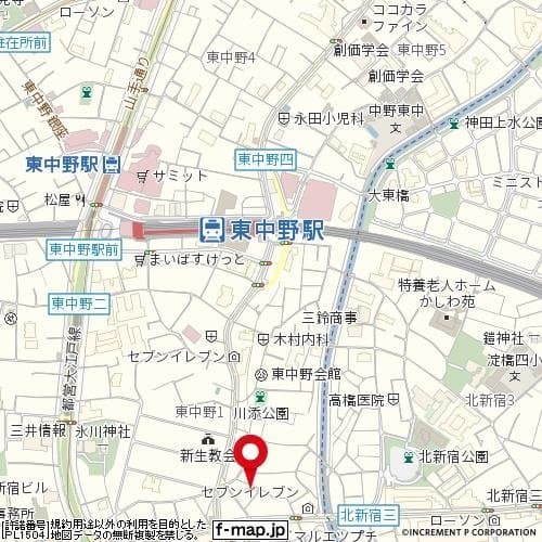 東中野駅 徒歩7分 アパート 2階の地図 1