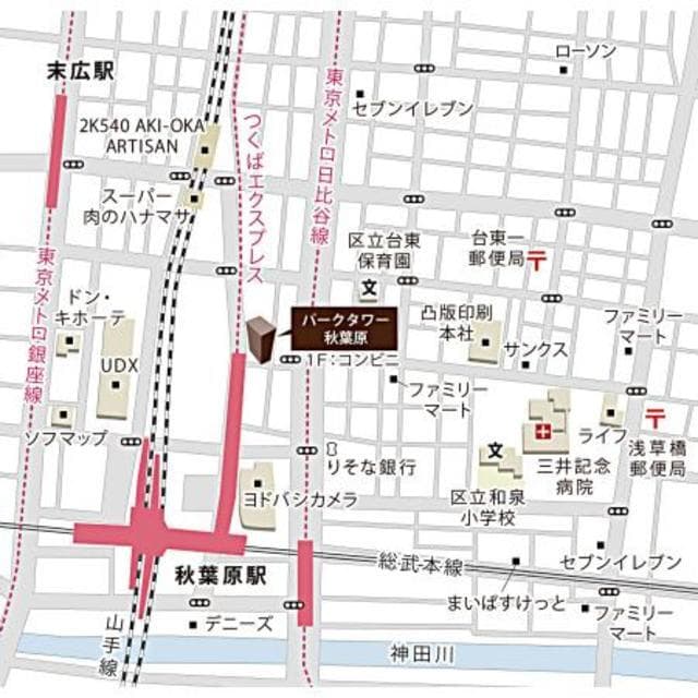 パークタワー秋葉原 5階の地図 1