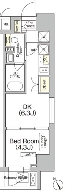 ＪＰｎｏｉｅ門前仲町 11階の間取り 1