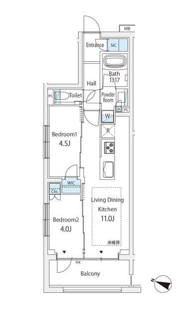 プレシス北沢公園 5階の間取り 1