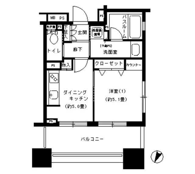 パークキューブ市ヶ谷 7階の間取り 1