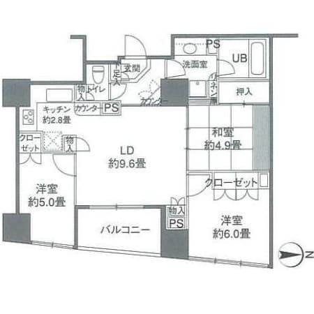 カスタリアタワー品川シーサイド 14階の間取り 1