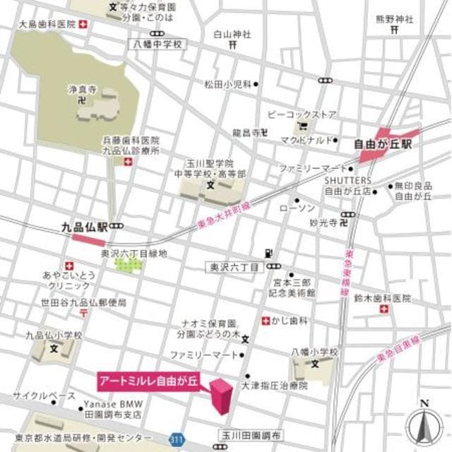 アートミルレ自由が丘 2階の地図 1